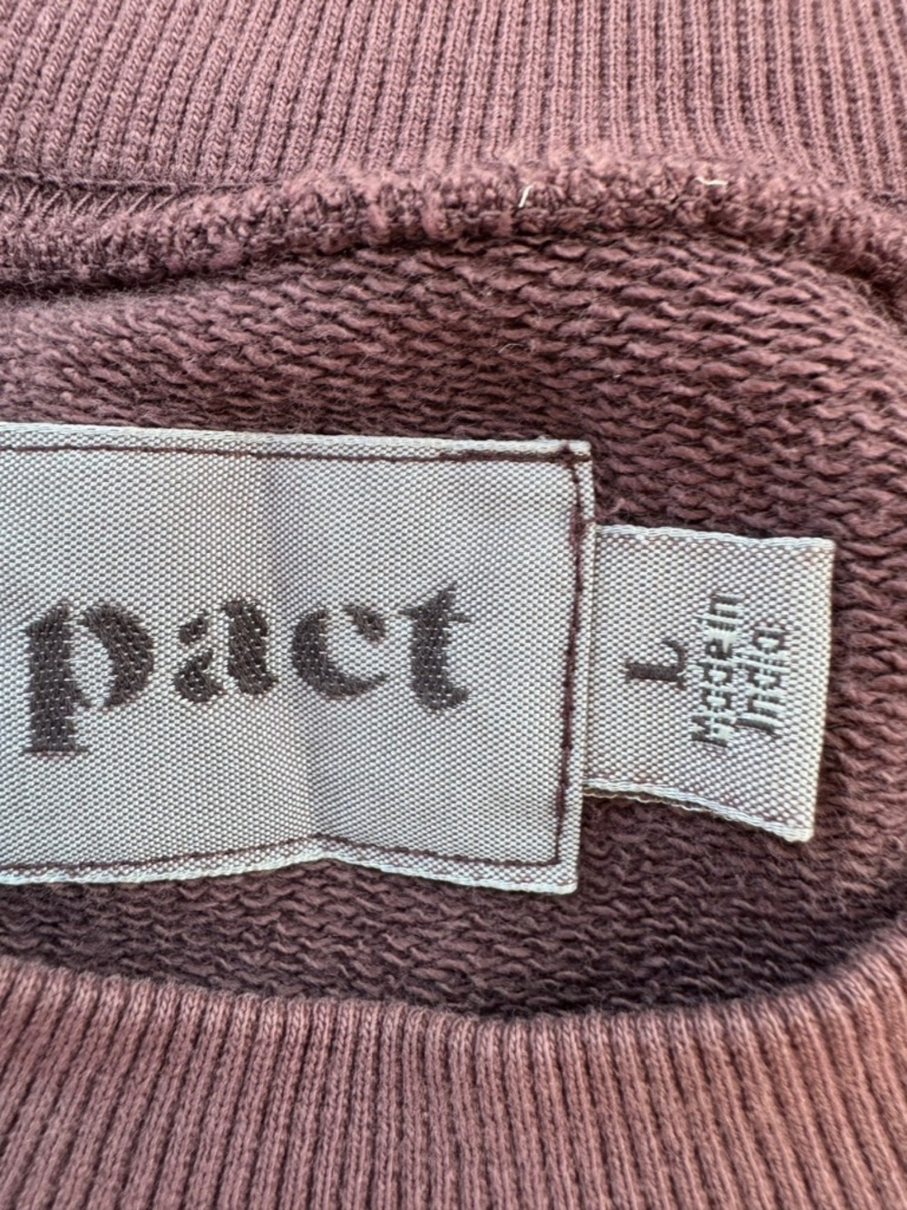 Pact Womens Large Organic Cotton Mauve Sweatshirt - Picture 2 of 3
